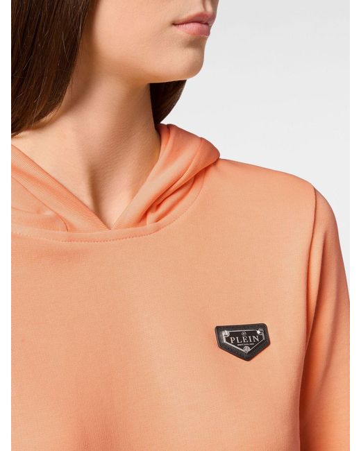 Philipp Plein Black Contrast Logo Jersey Hoodie With Pouch Pockets
