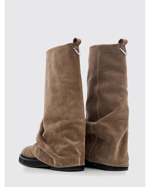 The Attico Brown Suede Robin Combat Boots