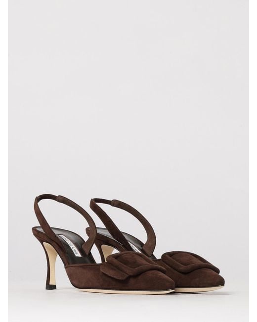 Manolo Blahnik Multicolor Maysli Suede Slingback Pumps With Decorative Buckle