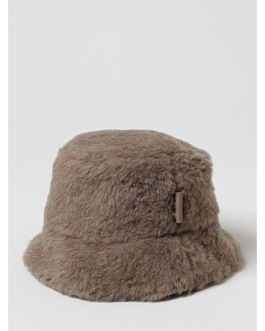 Max Mara Brown Hat In Alpaca Fur And Silk