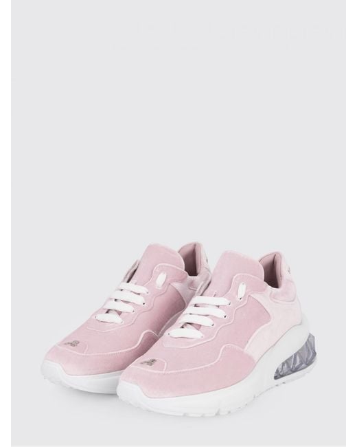 Philipp Plein Pink Low-Top Leather And Suede Trainers With Contrasting Rear Logo