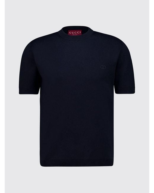 Gucci Blue Gg Cotton Knit Top for men