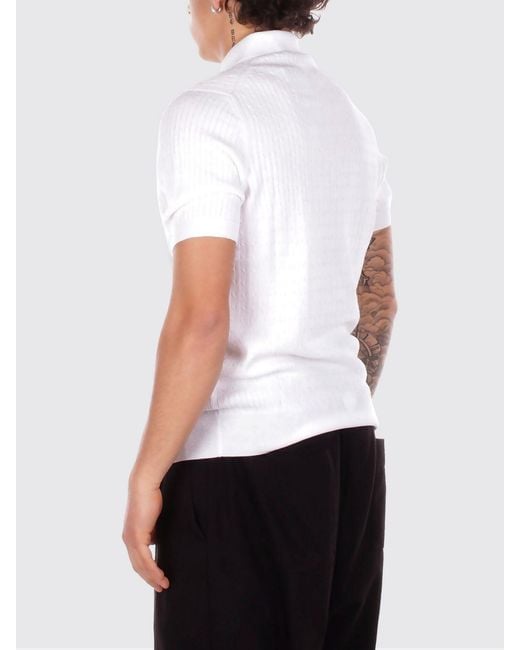 Tagliatore White Cotton Knit Polo Shirt for men