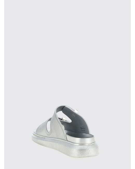McQueen White Low-Heeled Rubber Mule Sandals With Engraved Logo