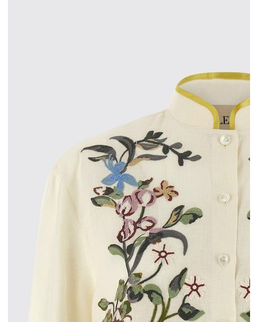 Valentino Natural Linen Shirt With Floral Print