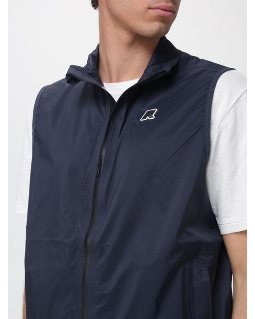 K-Way Blue Croixer Travel Nylon Vest With Logo for men