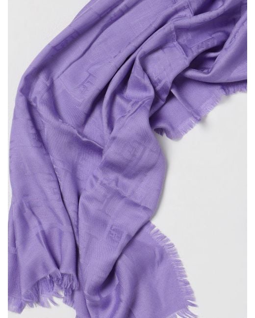 Sciarpa in misto viscosa jacquard di Elisabetta Franchi in Purple