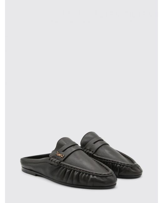 Sandales Plates Femme Saint Laurent en coloris Black