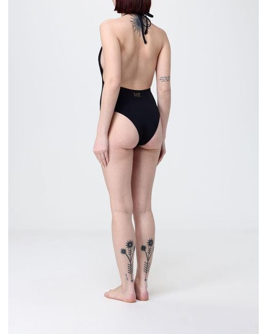 EA7 Black One-Piece Swimsuit With Metal Logo