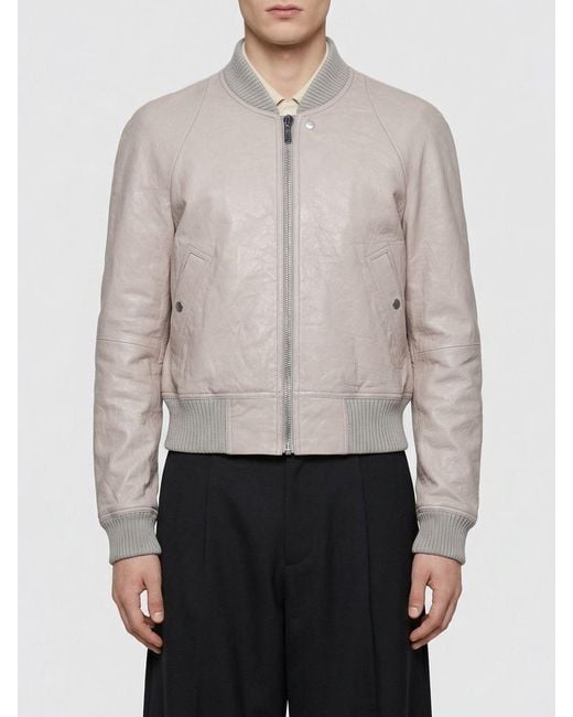 Rick Owens Gray Leather Jacket for men