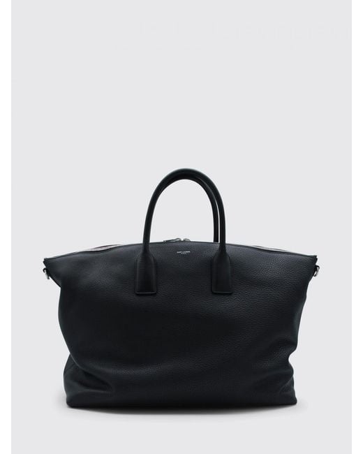 Saint Laurent Black Grained Leather Duffle Bag for men