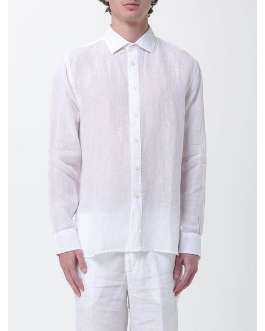 120% Lino White Linen Shirt for men
