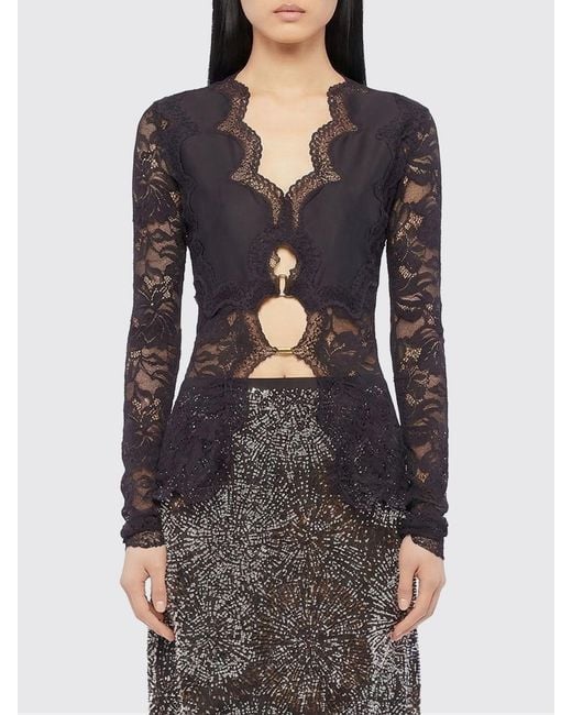 Rabanne Black Stretch Lace Cut-Out Top