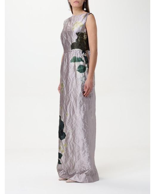 Erdem White Floral Print Sleeveless Gown