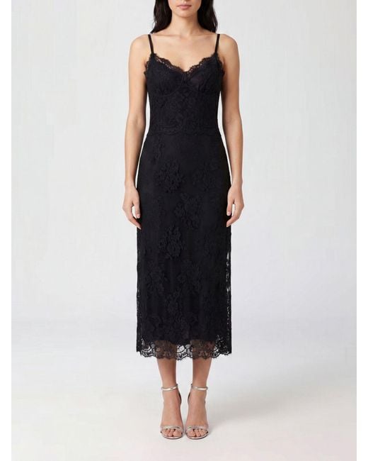 Dolce & Gabbana Black Dolce &Amp Gabbana V-Neck Lace Midi Slip Dress