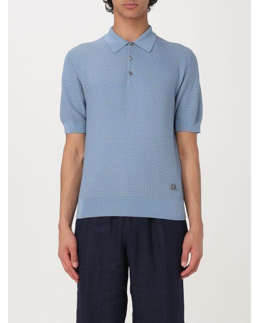 Polo in misto cotone di Dolce & Gabbana in Blue da Uomo