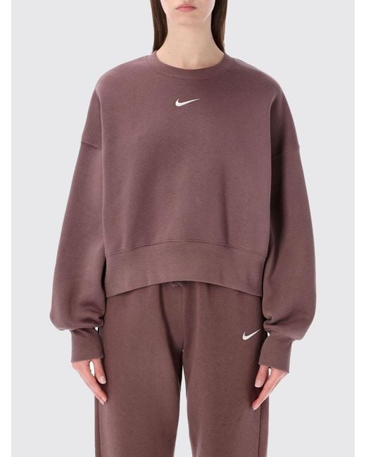 Nike Purple Cotton Crewneck Sweatshirt With Logo
