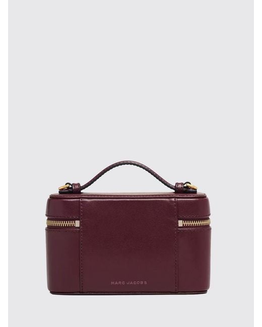 Marc Jacobs Purple The Vanity Leather Handbag With Crossbody Strap And Logo Charm
