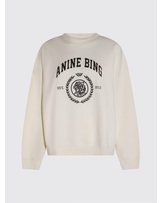 Anine Bing White Cotton Crewneck Sweatshirt With Logo
