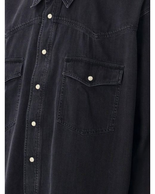 Studio Nicholson Blue Cotton Denim Casual Shirt for men