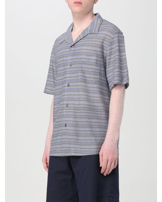 Camicia in viscosa con motivo zig zag multicolor di Missoni in Gray da Uomo