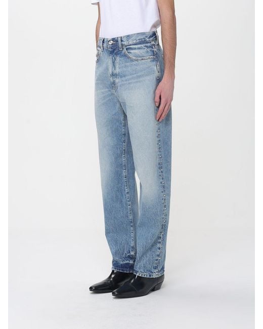 Versace Blue Straight Denim Jeans With Studs for men