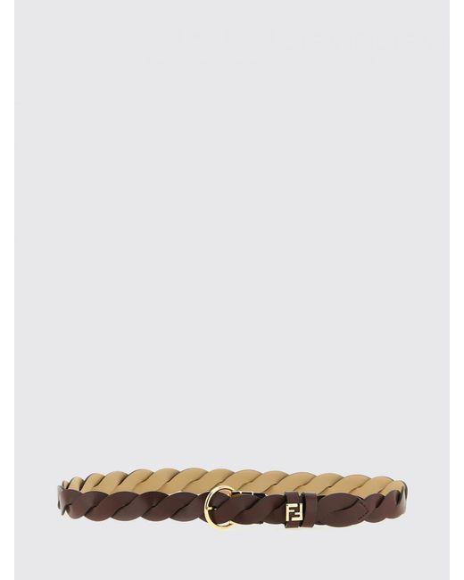 Fendi White Ff Reversible Braided Leather Belt