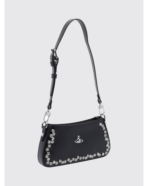 Vivienne Westwood White Smooth Calfskin Mini Shoulder Bag With Studs
