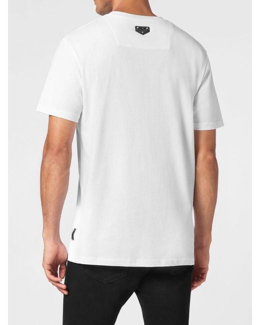 Philipp Plein White Cotton T-Shirt With Skull And Logo Print for men