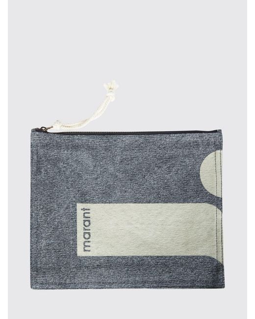 Isabel Marant Gray Netia Cotton Clutch With Logo Print
