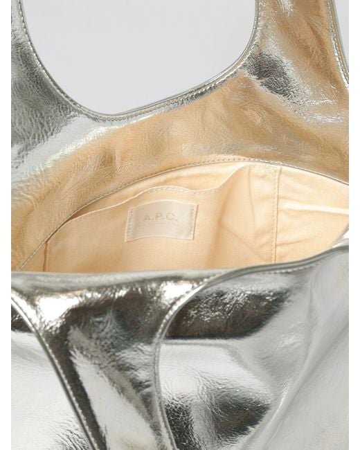 A.P.C. White Ninon Laminated Faux Leather Shoulder Bag