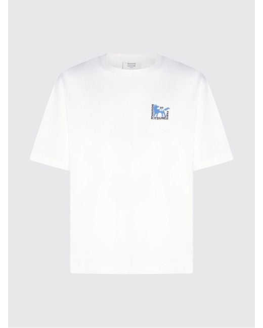 Maison Kitsuné White Maison KitsunÉ Organic Cotton Crew-Neck T-Shirt for men