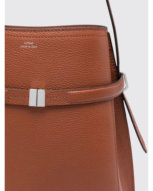 Totême  Brown Grained Leather Bucket Bag