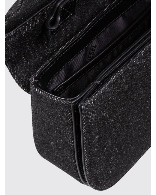 DIESEL Black 1Dr Monogram Denim Mini Handbag With Removable Strap