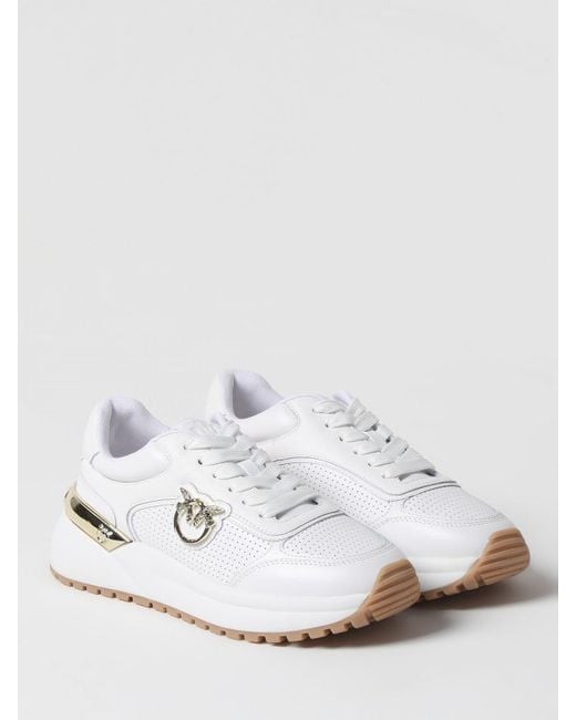 Sneakers in pelle con logo di Pinko in White