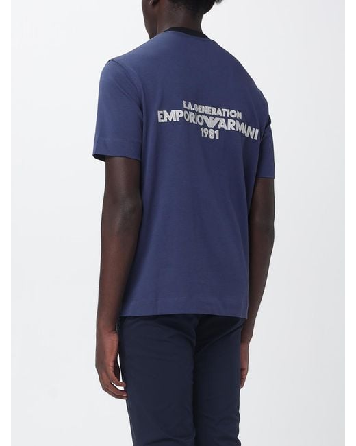 Emporio Armani Blue Crew Neck T-Shirt With Logo for men