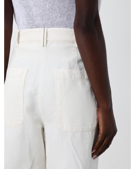 Pantalones De Pernera Ancha De Mezcla De Algodón Brunello Cucinelli de color White