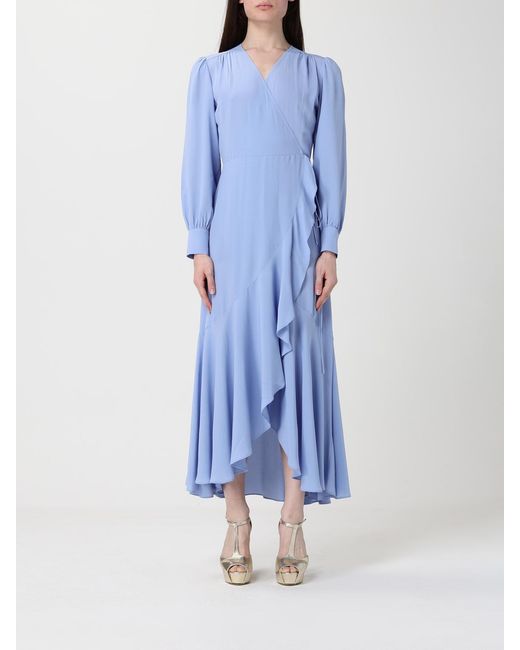 Twinset Blue Crêpe Midi Dress