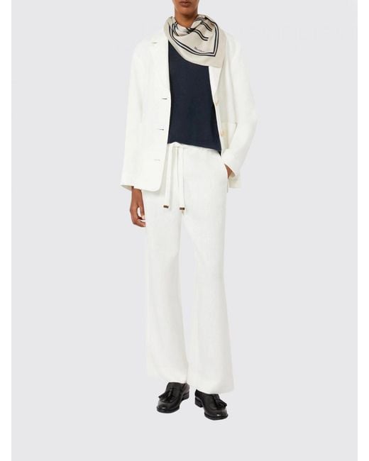 Max Mara White Single-Breasted Linen Blazer