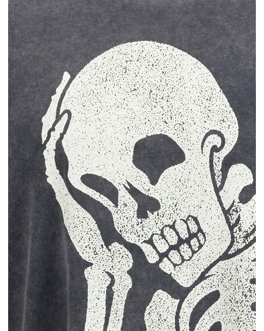 Palm Angels Gray Printed Stretch Cotton T-Shirt for men