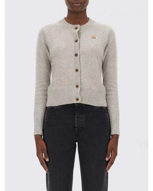 Maison Kitsuné Gray Maison KitsunÉ Crew Neck Cardigan