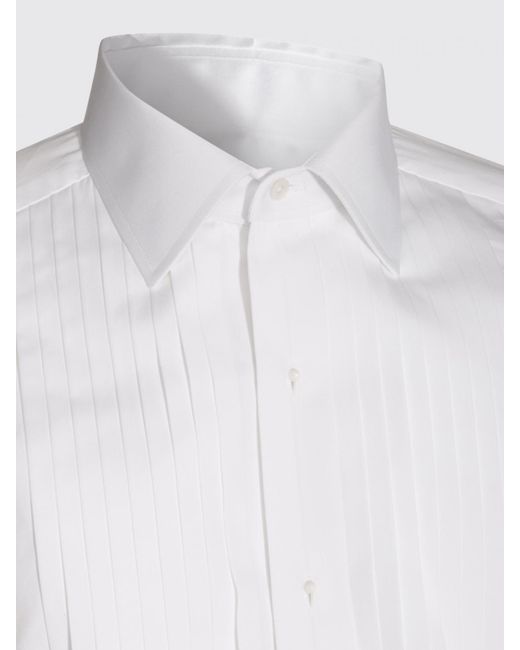 Tom Ford White Slim Fit Cotton Poplin Evening Shirt With Pleated Plastron for men