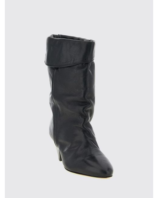 Isabel Marant Black Dalby Crinkled-Effect Leather Knee-High Boots With Cone Heel