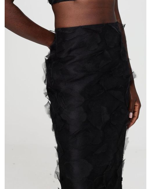 Max Mara Black Long Silk Jacquard Skirt