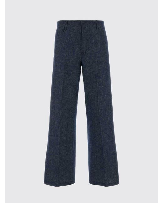 Max Mara Blue Cotton Straight Trousers