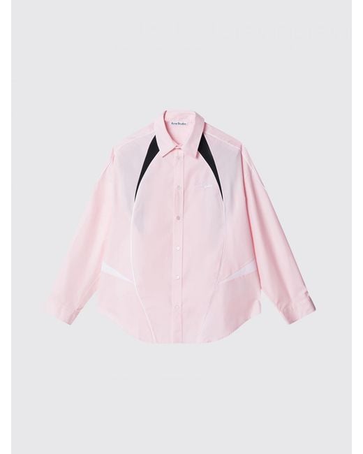Acne Pink Relaxed Fit Cotton Poplin Shirt With French Collar for men