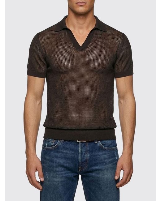 Tom Ford Black Cotton And Silk Polo Shirt for men