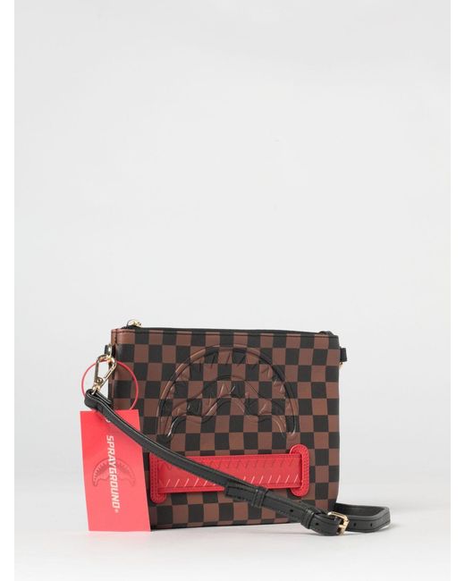 Sprayground Red Saffiano Coated Cotton Pouch With Check Pattern for men