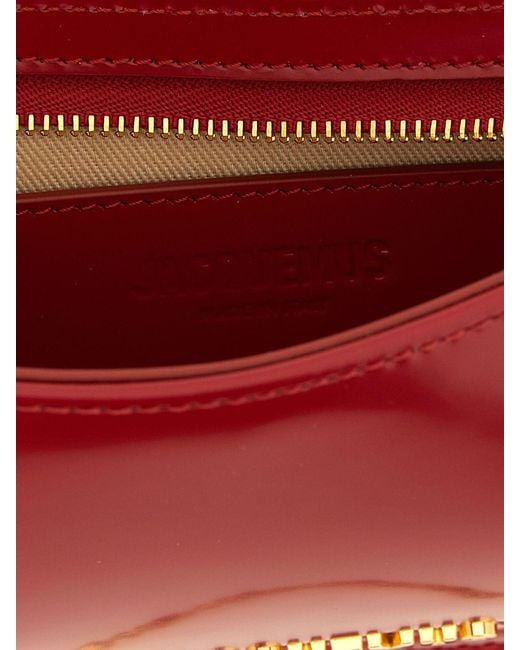 Jacquemus Red Le Petit Bisou Patent Leather Shoulder Bag With Chain Handle