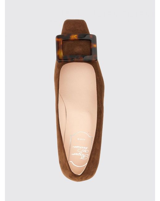 Roger Vivier Brown Suede Pumps With Buckle And Low Heel